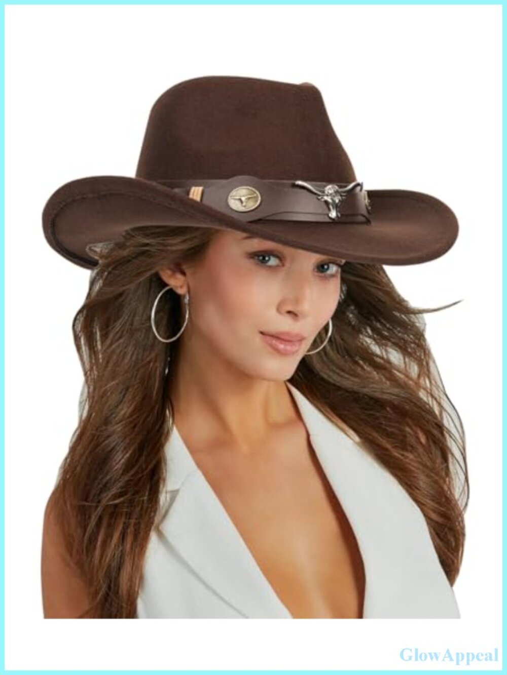 Western Cowboy Hat Wide Brim Felt Cowgirl Fedora for Women
